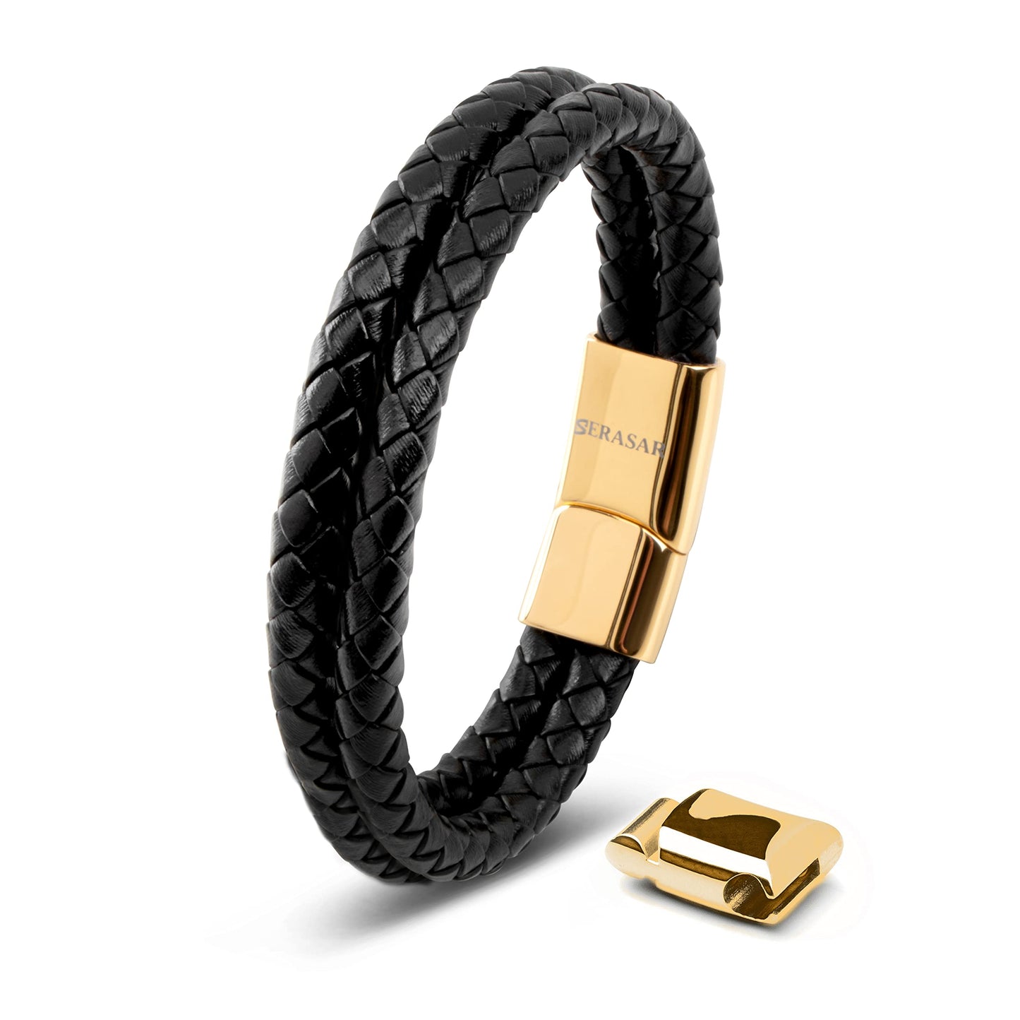 SERASAR Premium Leather Bracelet Men | Stainless Steel Magnetic Clasp | Three Colors | Jewelry Box Included