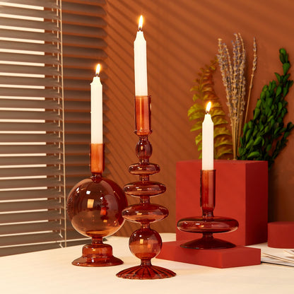 Candlestick Holders, Glass Candle Holders for Table Centerpiece, Taper Candle Stand Modern Style Black Candle Holder for Wedding Decor and Dinner Party (Color : Black)