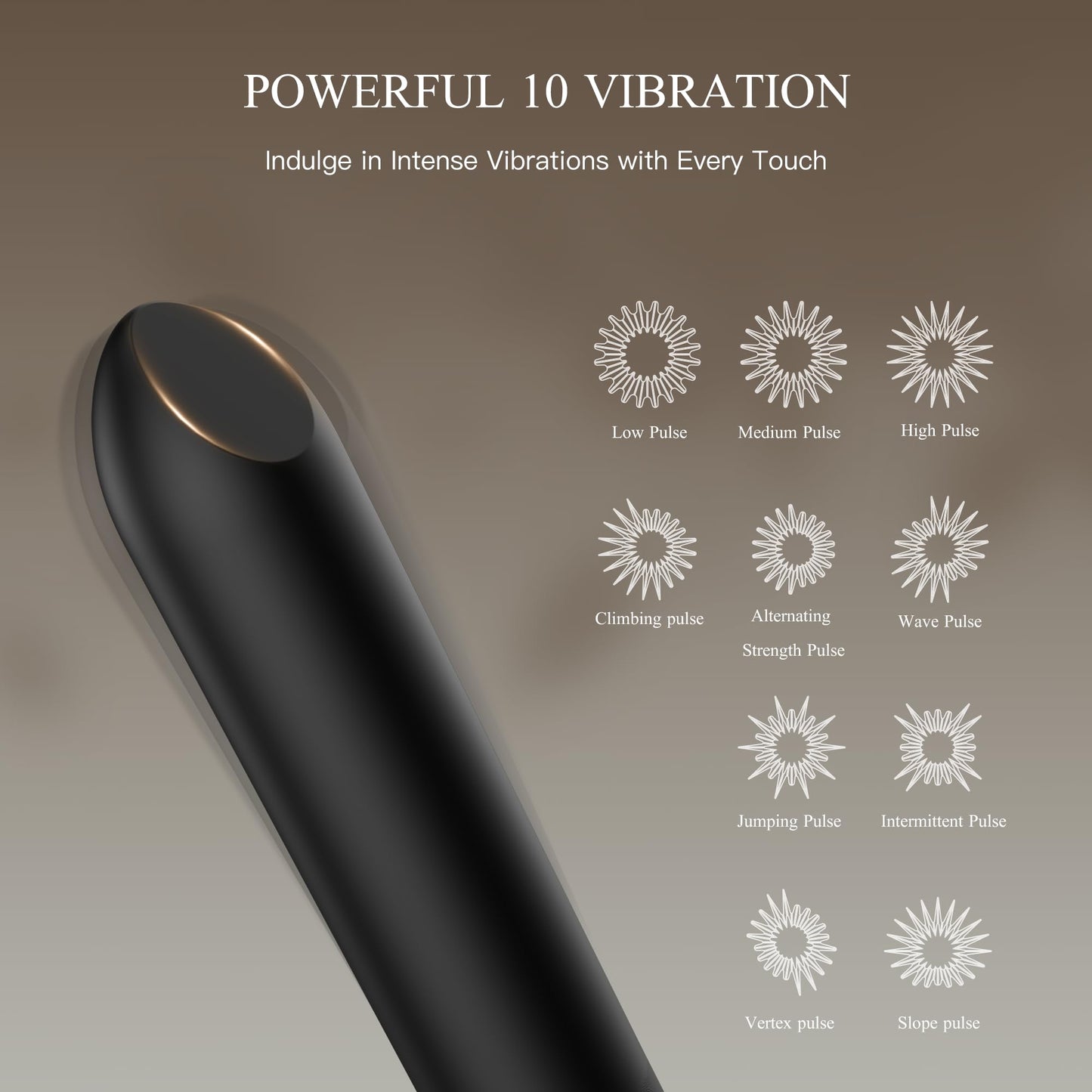 Bullet Vibrator with Angled Tip for Precision Clitoral Stimulation, Discreet Rechargeable Lipstick Vibe with 10 Vibration Modes Waterproof Nipple G-spot Stimulator Sex Toys for Women (Black)