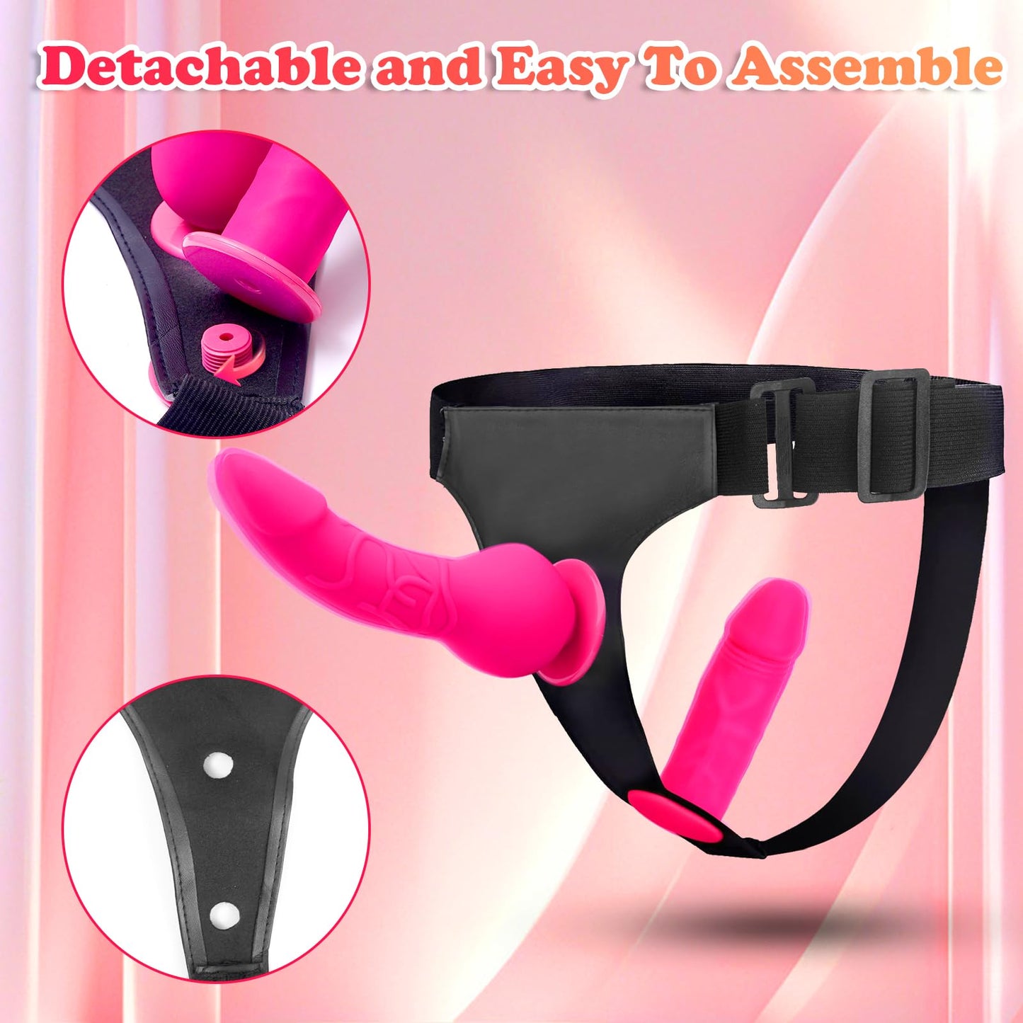 Strap On Dildo Womens Sex Toys - Wearable Strap On Harness with 2 Removeable Realistic Dildos Anal Dildo Female Sex Toys Fantasy Dildo, Adjustable Strapless Strapon G-Spot Sex Toys for Women