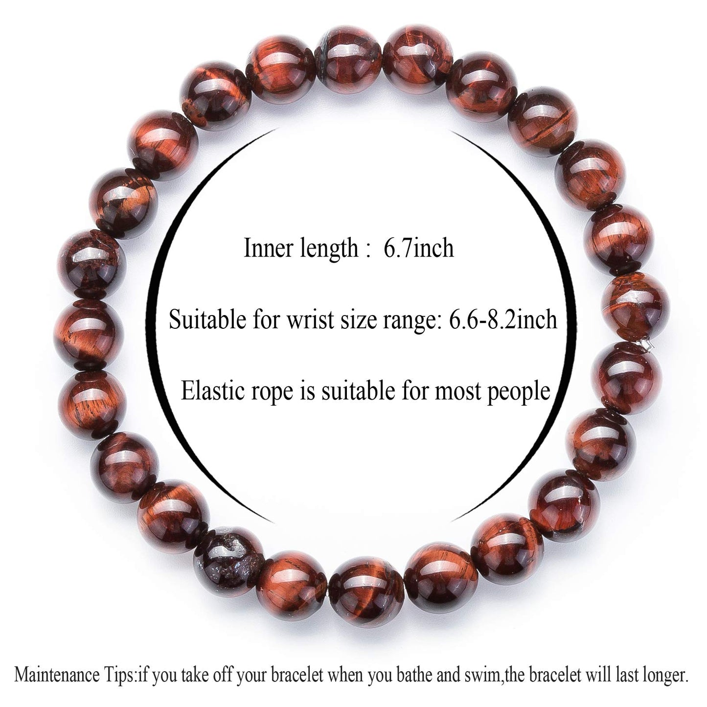 Hamoery Men Women 8mm Natural Stone Lava Rock Diffuser Bracelet Elastic Yoga Agate Beads Bracelet Bangle