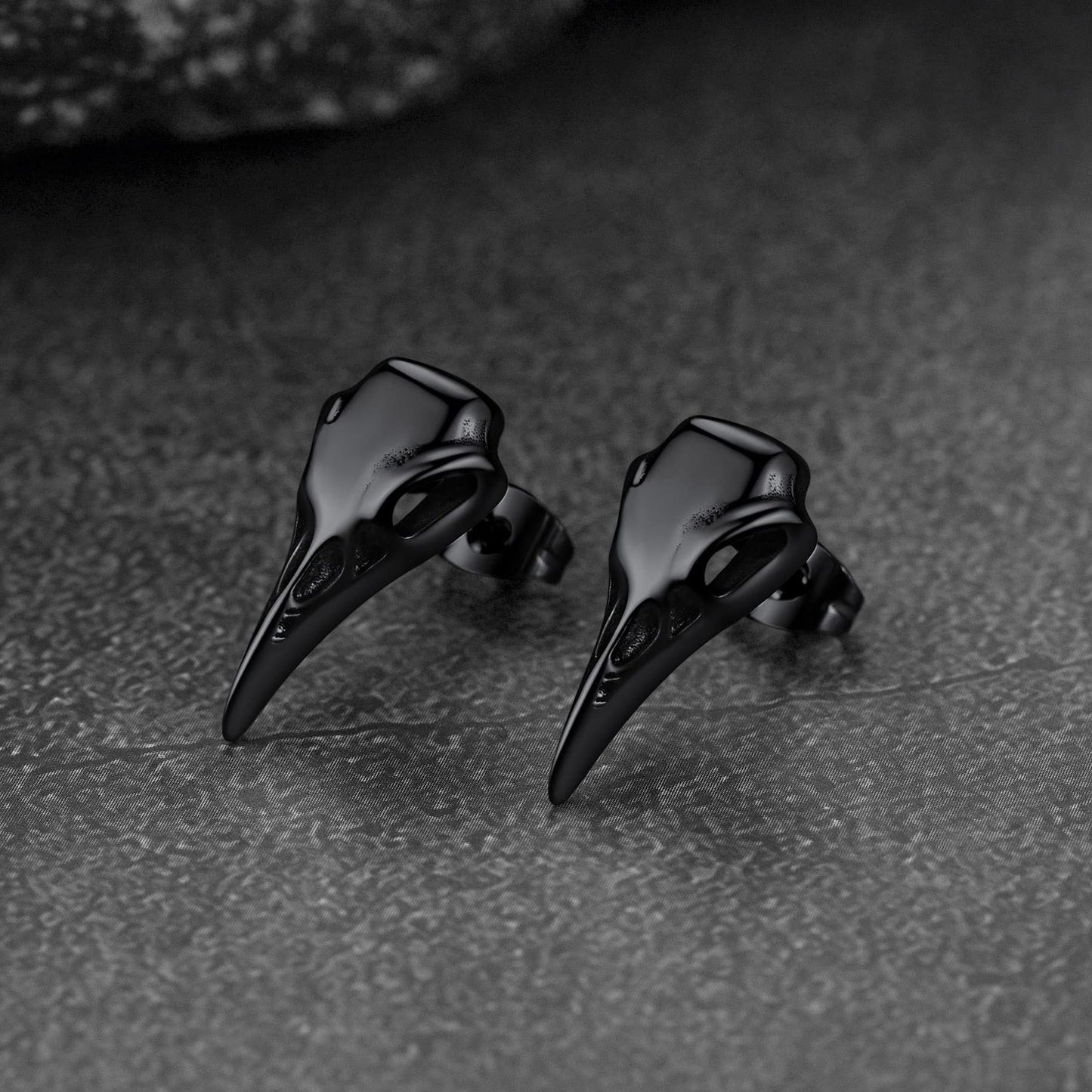 FaithHeart Raven Stud Earrings for Women Men, Stainless Steel Punk Gothic Norse Viking Crow Ear Studs with Delicate Gift Packaging