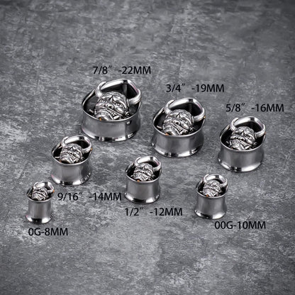 COOEAR 1 Pair Double FLared Tear Drop Ear Tunnels Piercing Stainless Steel Scarab Gauges Silvery Earrings Plugs 0g to 1".