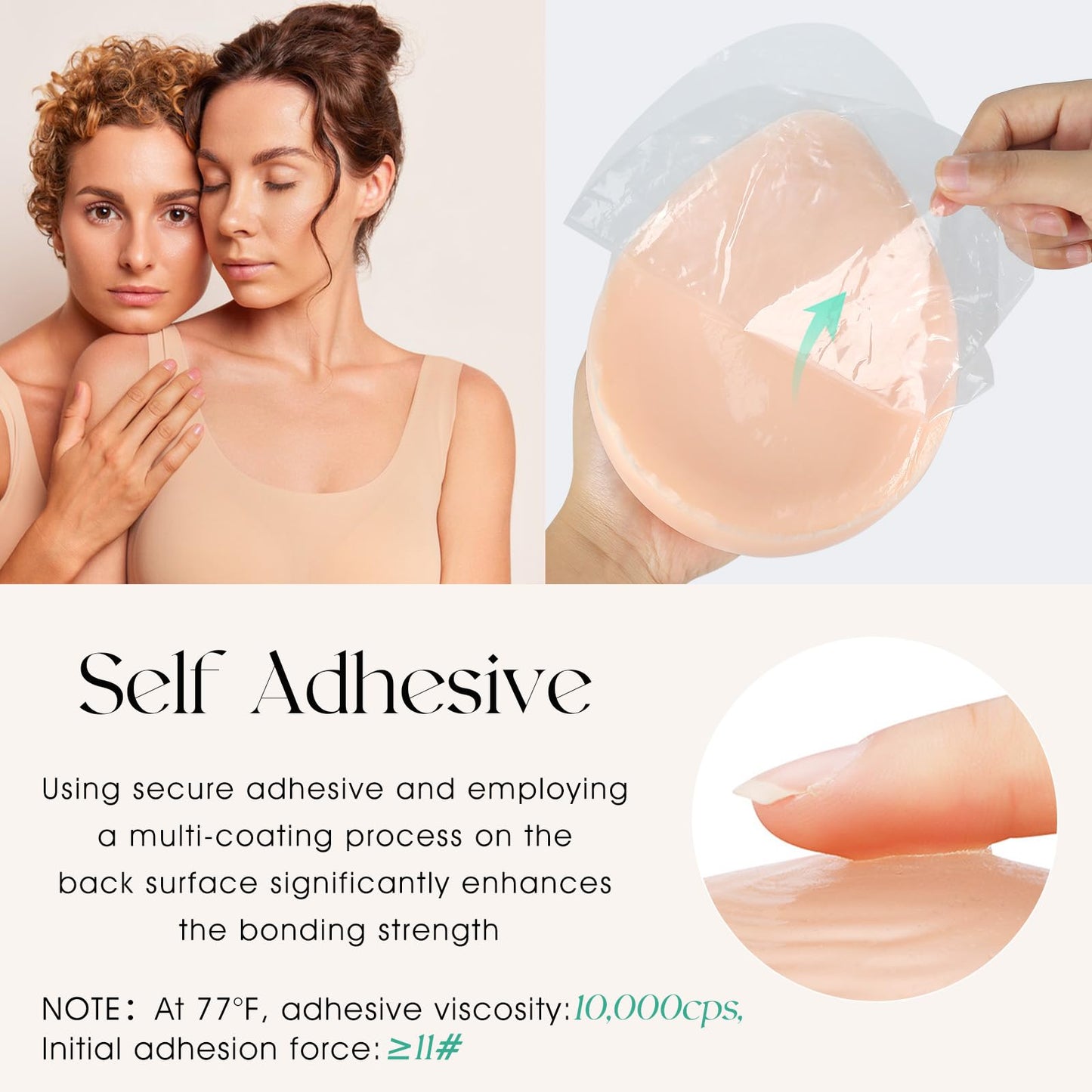 Vollence Self Adhesive Silicone Breast Forms Fake Boobs for Mastectomy Prosthesis Crossdresser Trans gender Cosplay