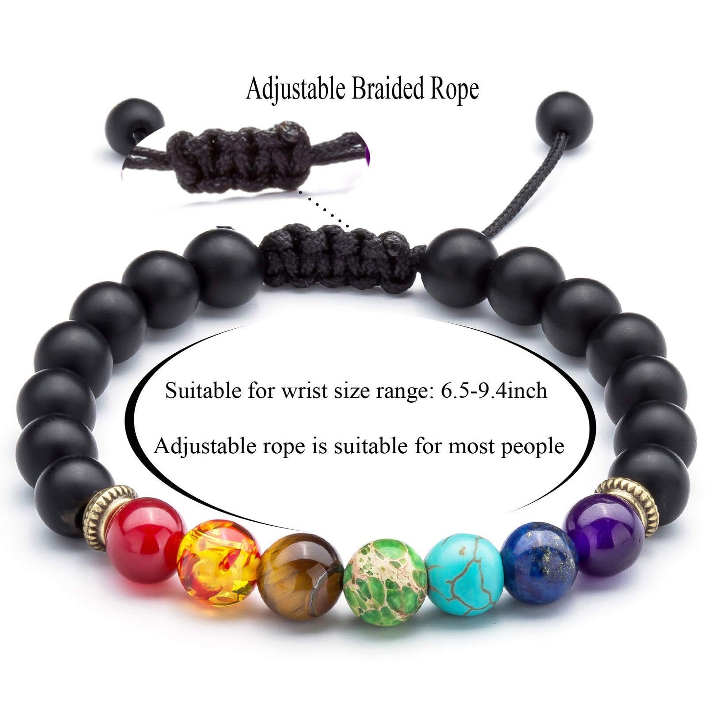 Hamoery Men Women 8mm Lava Rock Beads Chakra Bracelet Braided Rope Natural Stone Yoga Bracelet Bangle