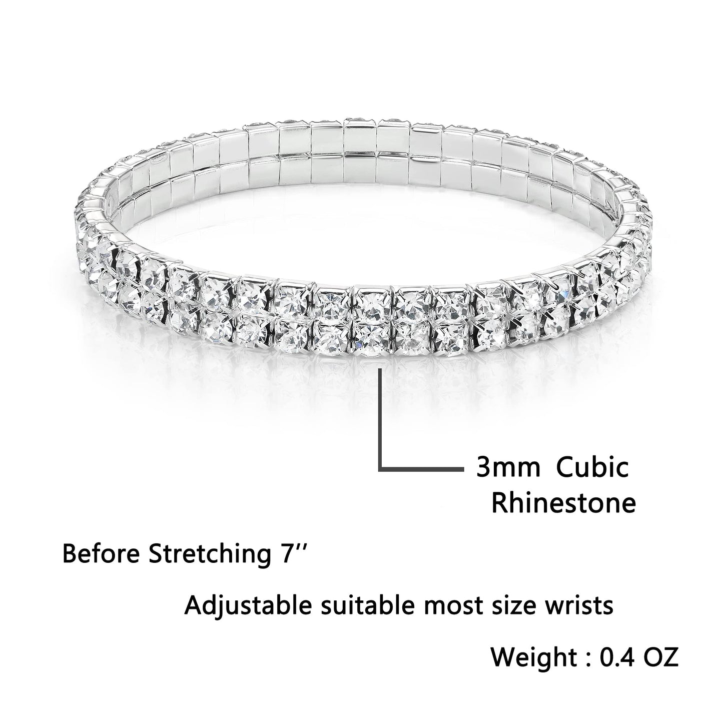 Zealmer Sparkle Multicolor Rhinestone Stackable Stretch Bracelets for Women