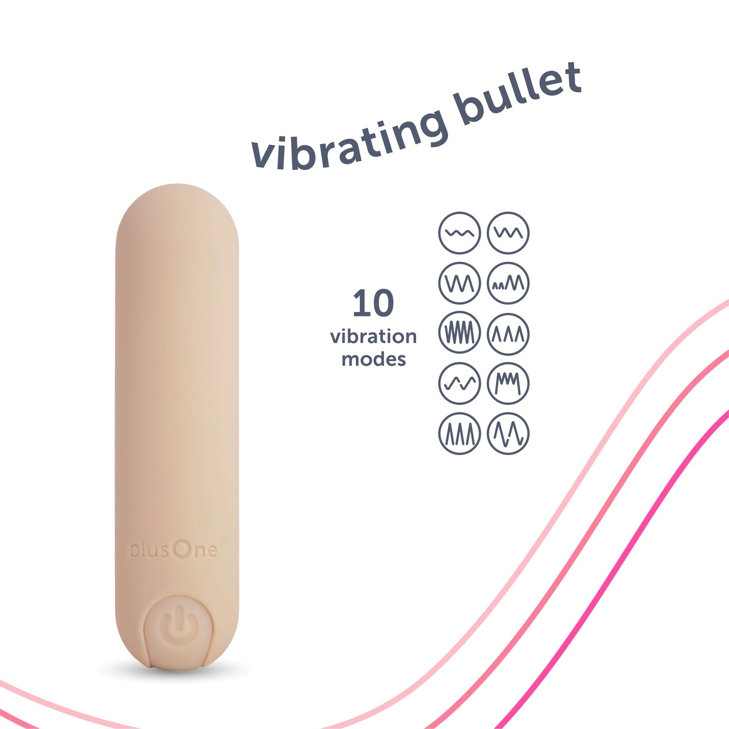 plusOne Bullet Vibrator for Women, Mini Vibrator Made of Body-Safe Silicone, Fully Waterproof, USB Rechargeable, Personal Massager with 10 Vibration Settings, Purple