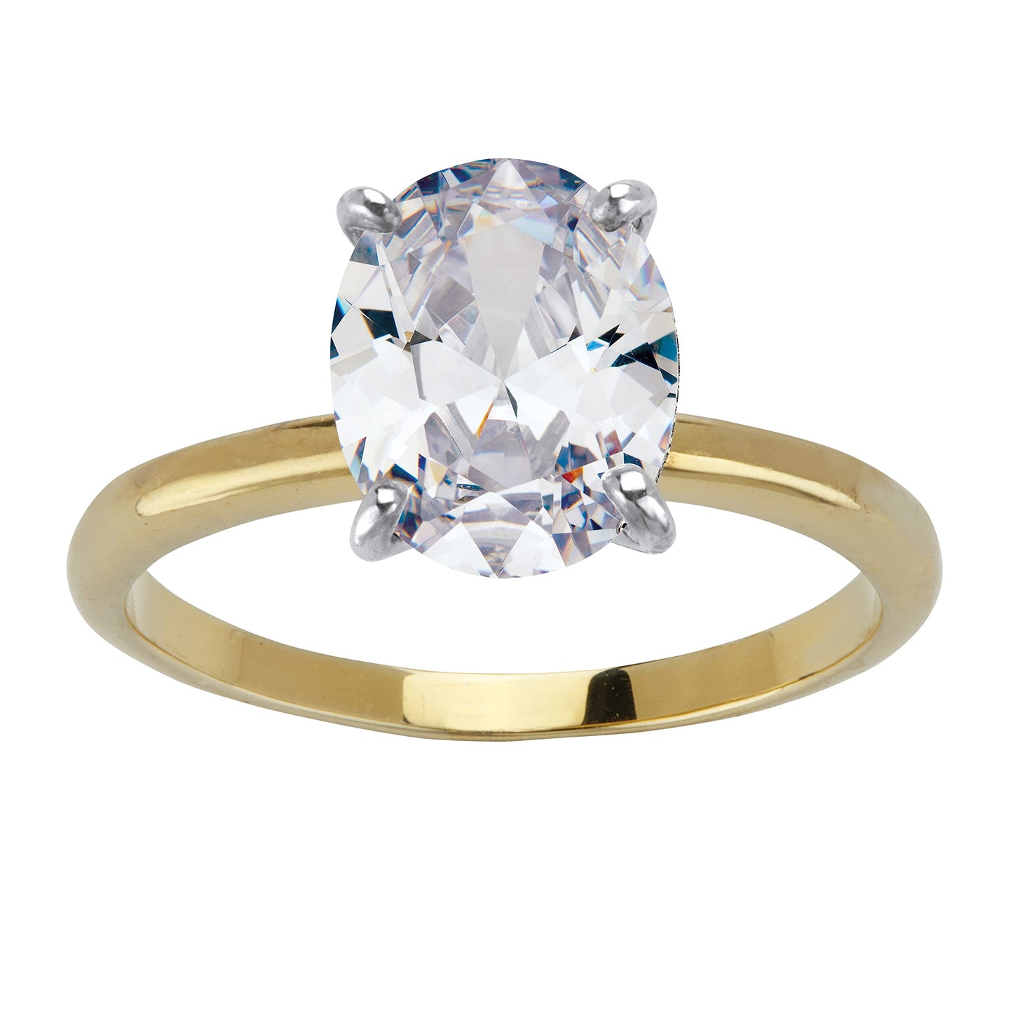 PalmBeach Yellow Gold-plated Platinum-Plated or Silvertone Round Cubic Zirconia Solitaire Engagement Ring Sizes 5-10