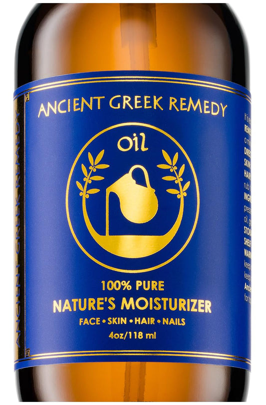 Ancient Greek Remedy Organic Face and Body Oil for Dry Skin, Hair, Hands, Cuticles and Nails Care. Olive, Lavender, Almond, Vitamin E and Grapeseed Oils. Natural Moisturizer for Women, Men 4oz