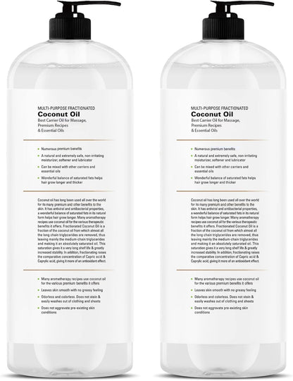 MAJESTIC PURE Fractionated Coconut Oil | Relaxing Massage Oil for Massage Therapy | Liquid Coconut Oil for Diluting Essential Oils | Coconut Oil for Skin, Lip, Body, Hair Oil, Moisturizer | 16 fl oz