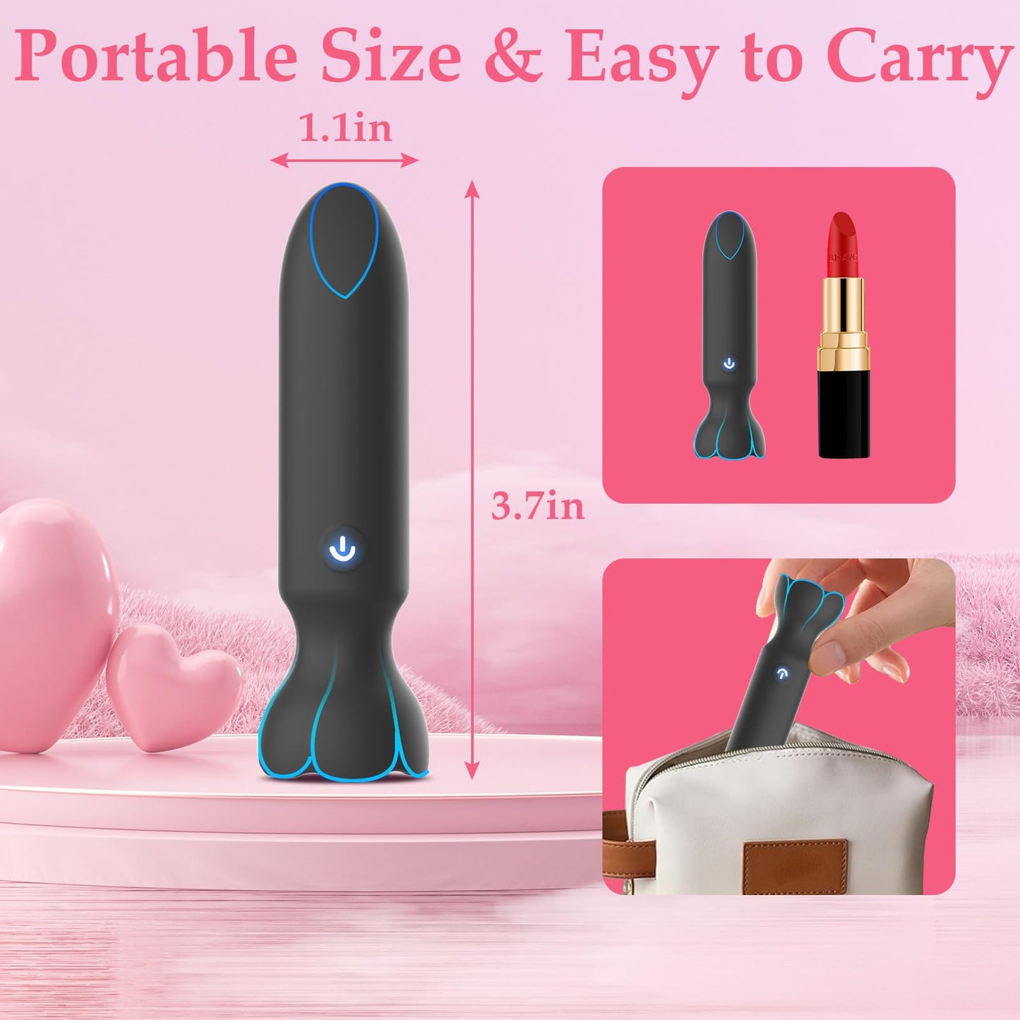 Mini Bullet Vibrator Adult Toys - Vibrators App Controlled Female Sex Toys with 9 Vibration Modes, Lipstick G Spot Dildo Clitoral Vibrator, Long Distance Discreet Vibrator for Women & Couples (Black)