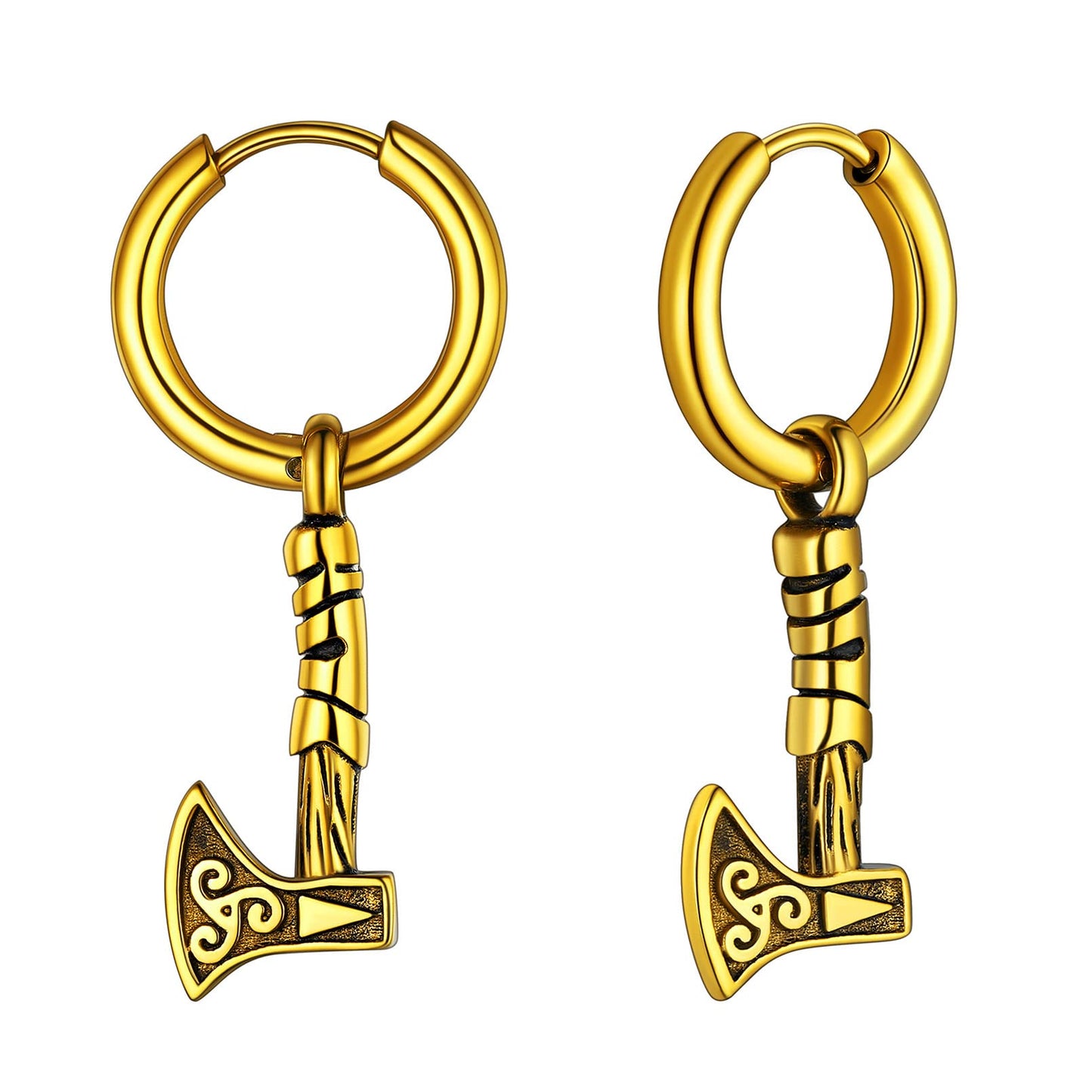 FaithHeart Viking Thors Hammer/Axe/Spear Head Earrings for Women Men Stainless Steel/18K Gold Plated Drop Earring Jewelry Gift Packaging