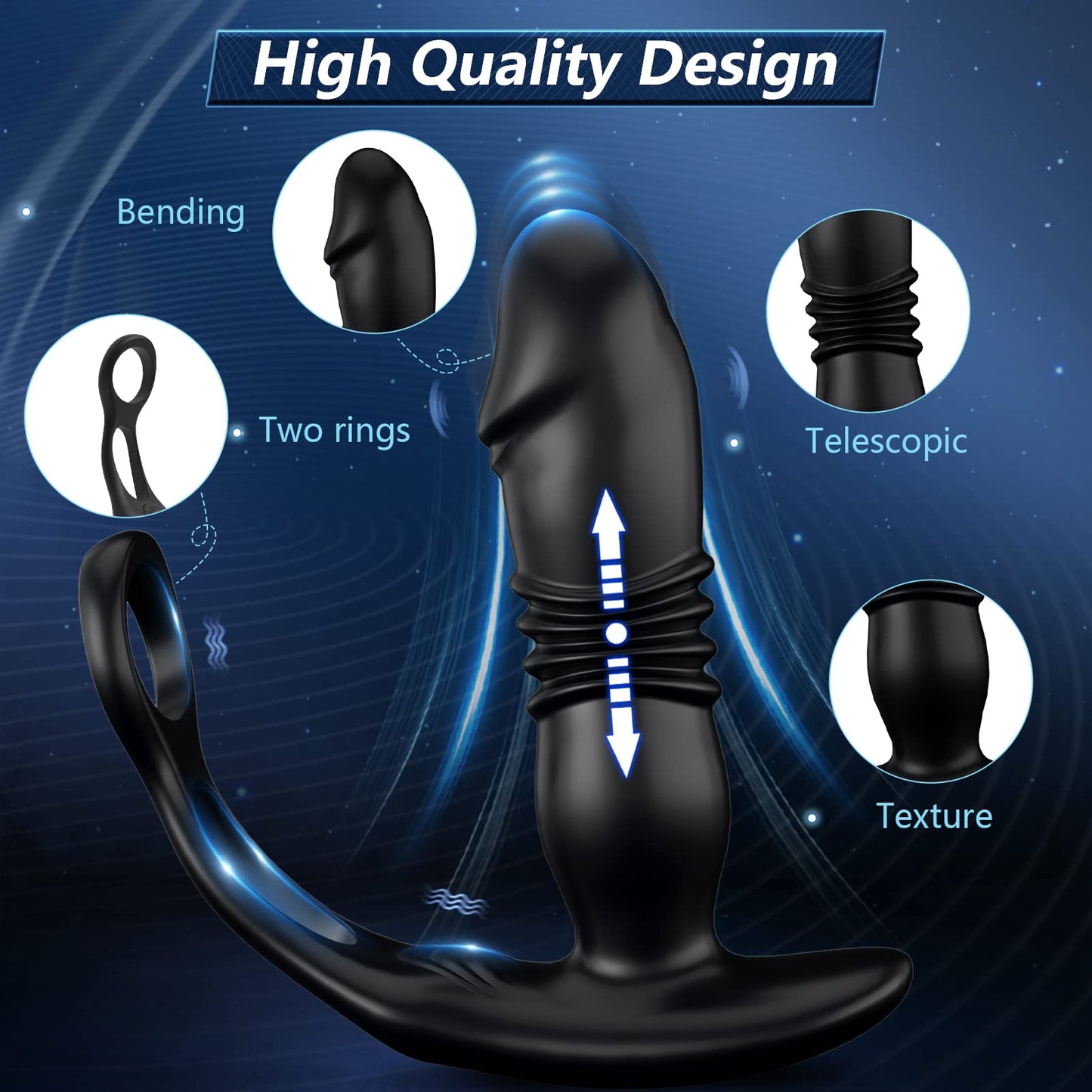 BEISAR Prostate Massager Anal Vibrator Thrusting Vibrating 7 Modes with Cock Ring Anal Plug Anal Sex Toys P Spot Massager Male Sex Toys for Men Enema Products Dildos Women Couples Remote Control