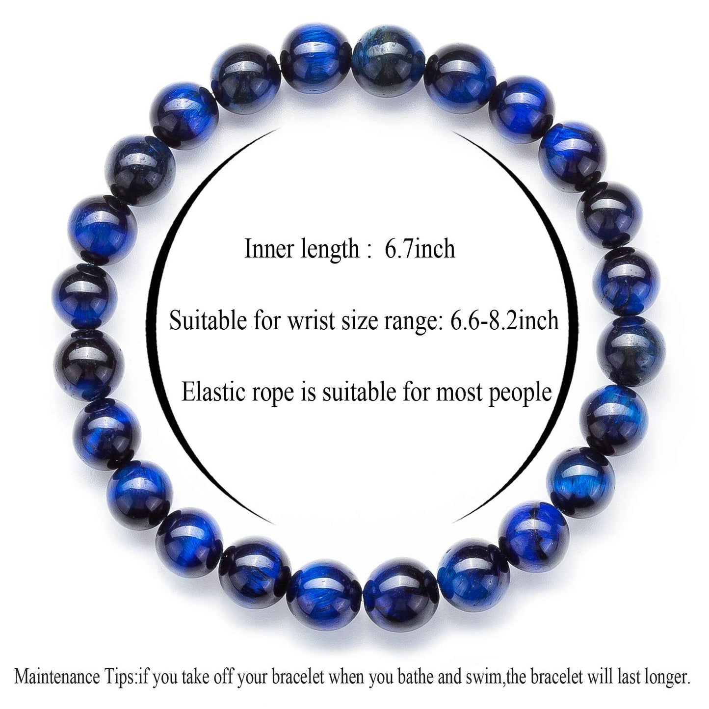 Hamoery Men Women 8mm Natural Stone Lava Rock Diffuser Bracelet Elastic Yoga Agate Beads Bracelet Bangle