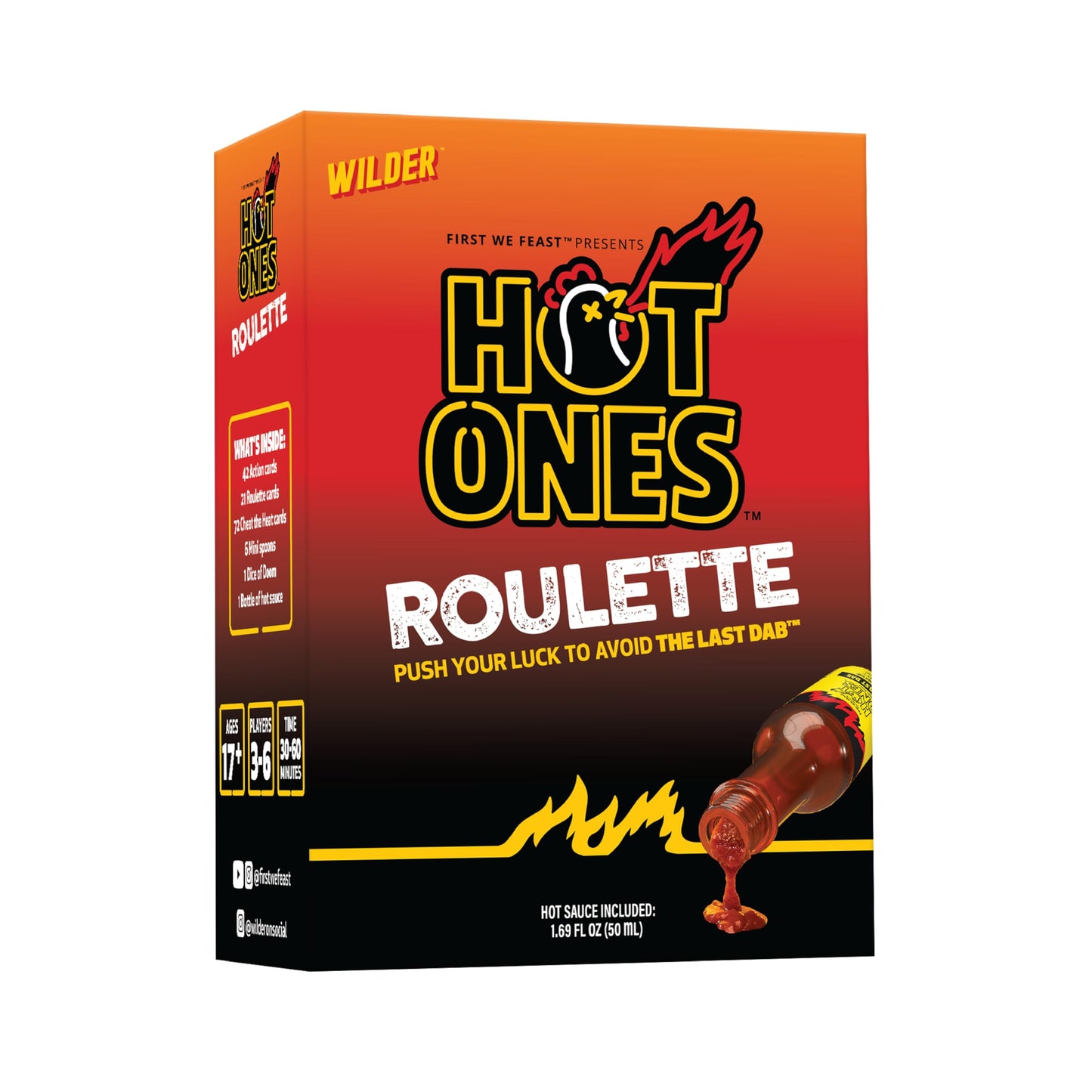 Wilder Hot Ones Roulette – Hot Sauce Included – A Push Your Luck Party Game