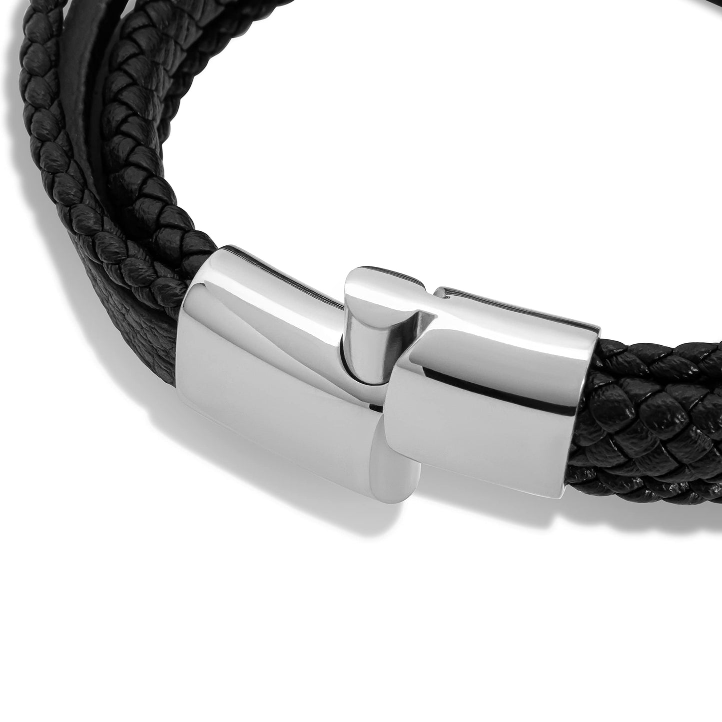 SERASAR Premium Leather Bracelet Men | Stainless Steel Magnetic Clasp | Three Colors | Jewelry Box Included