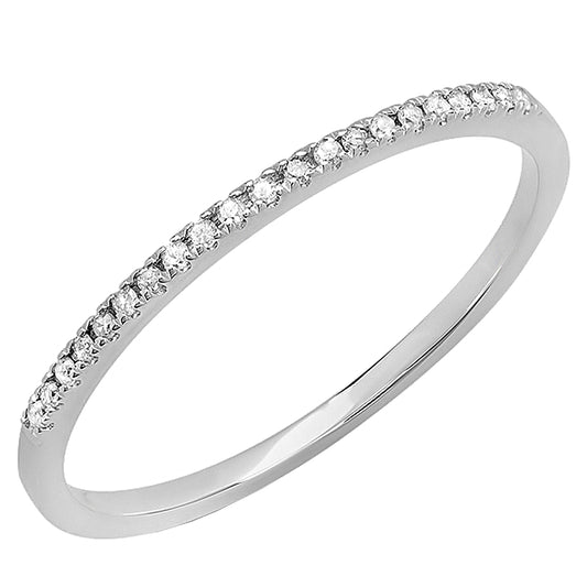 Dazzlingrock Collection 0.08 Cttw Round White Diamond Minimalist Stackable Wedding Band for Women in 10K Solid Gold