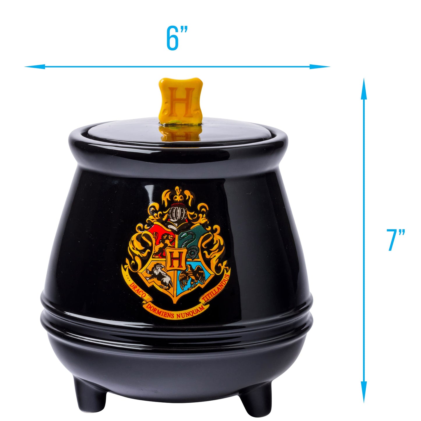 Silver Buffalo Harry Potter Hogwarts House Crest Cauldron Sculpted 3D Hand Painted Ceramic Snack Cookie Jar (Small)