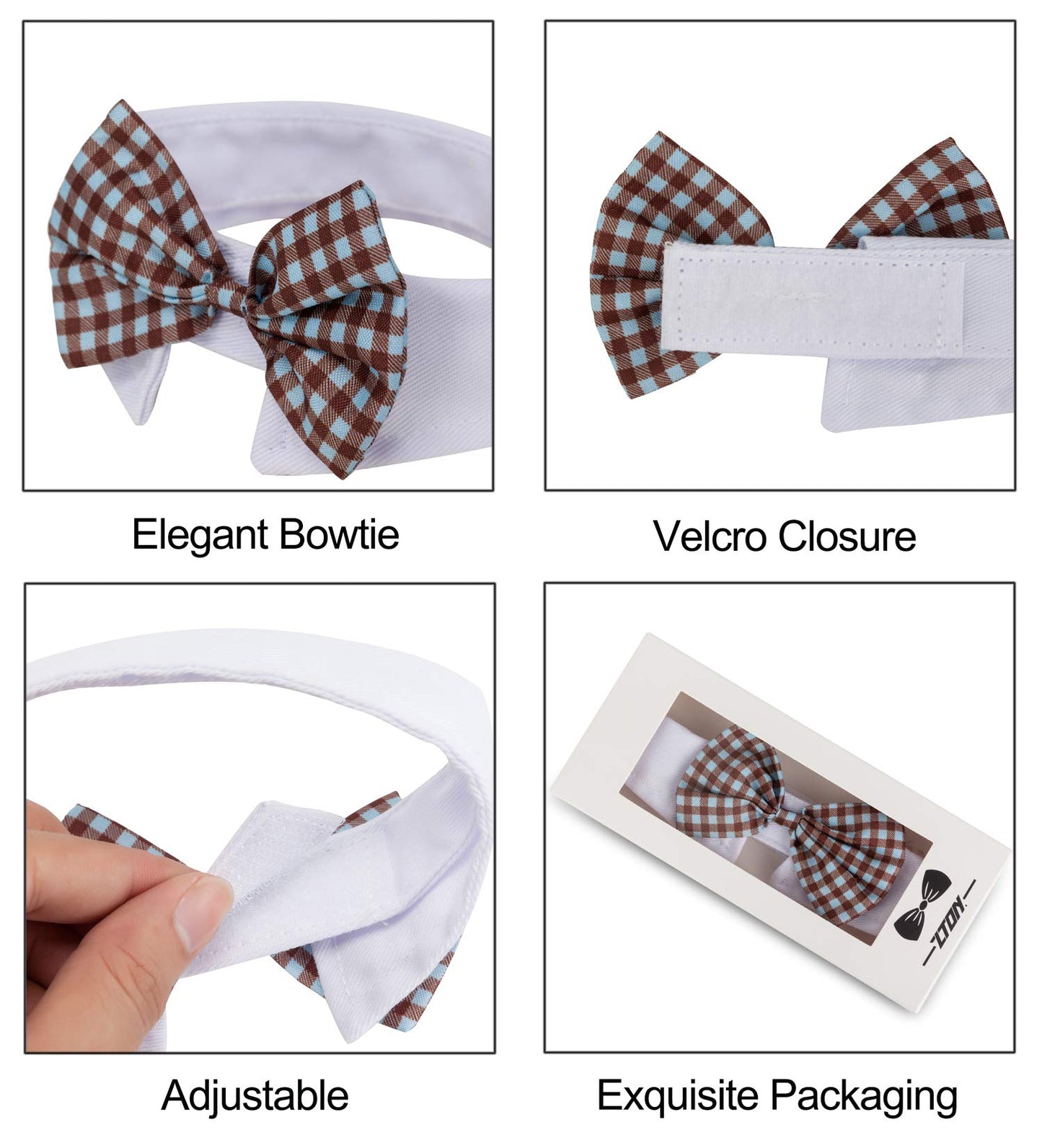 Handcrafted Adjustable Formal Pet Bowtie Collar Neck Tie for Dogs & Cats (S, Black)