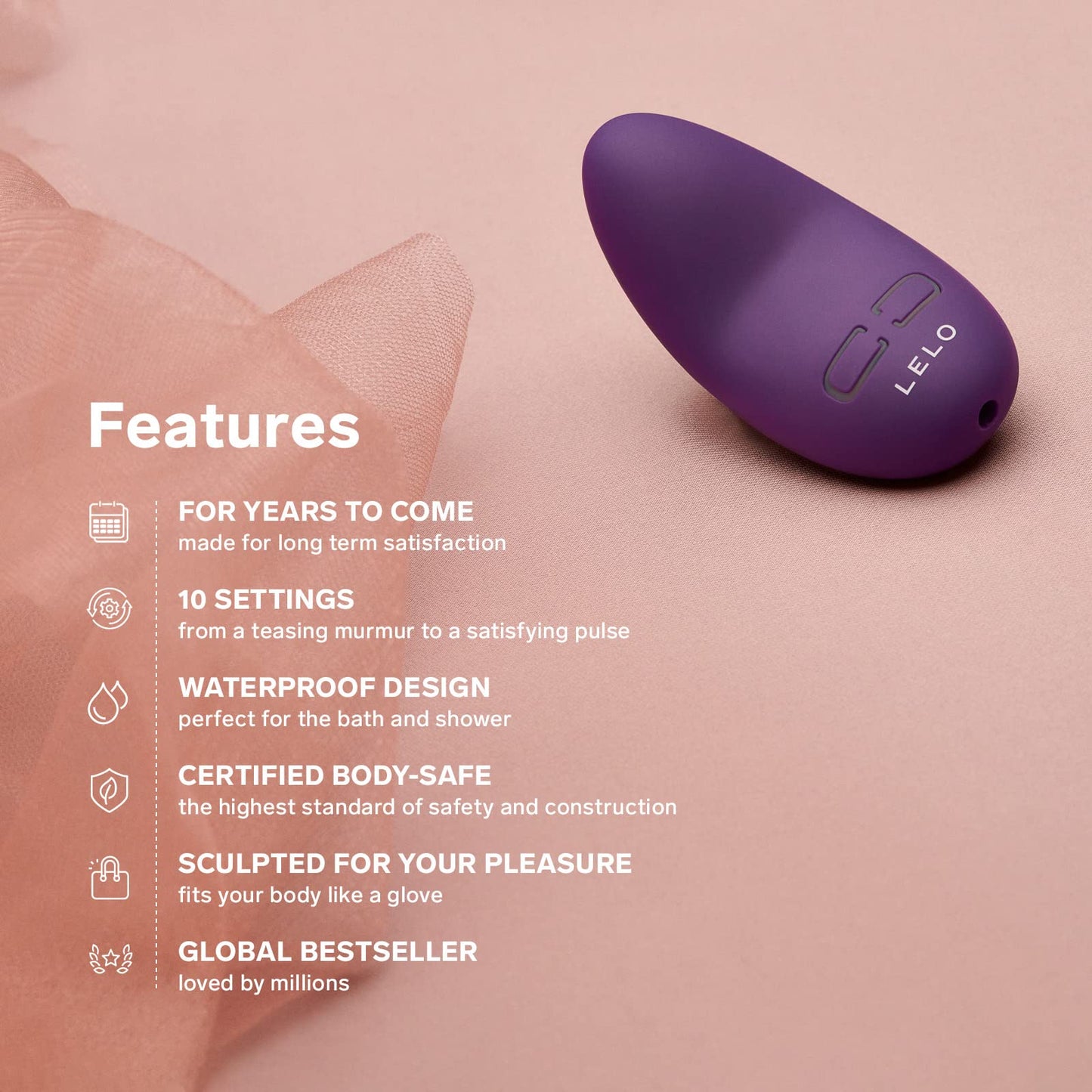 LELO Lily 3 Mini Vibrator for Women Discreet Vibrator Mini Bullet Vibrator with 10 Pleasure Settings Waterproof Vibrator Design, Dark Plum