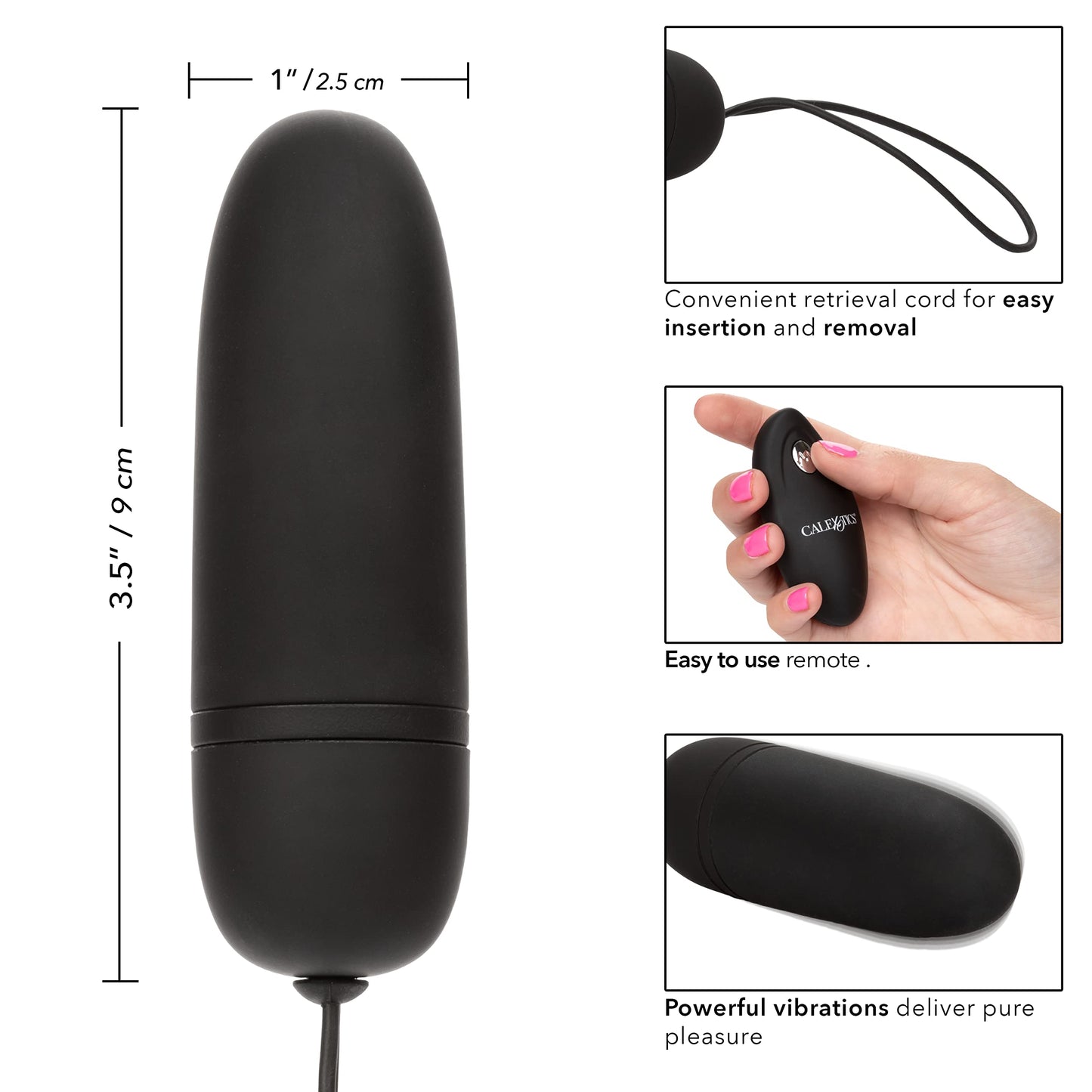 CalExotics Silicone Remote Panty Pleaser Vibrator – Waterproof Adult Sex Toys for Couples – 12 Vibe Function Massager, Black, 1 Count