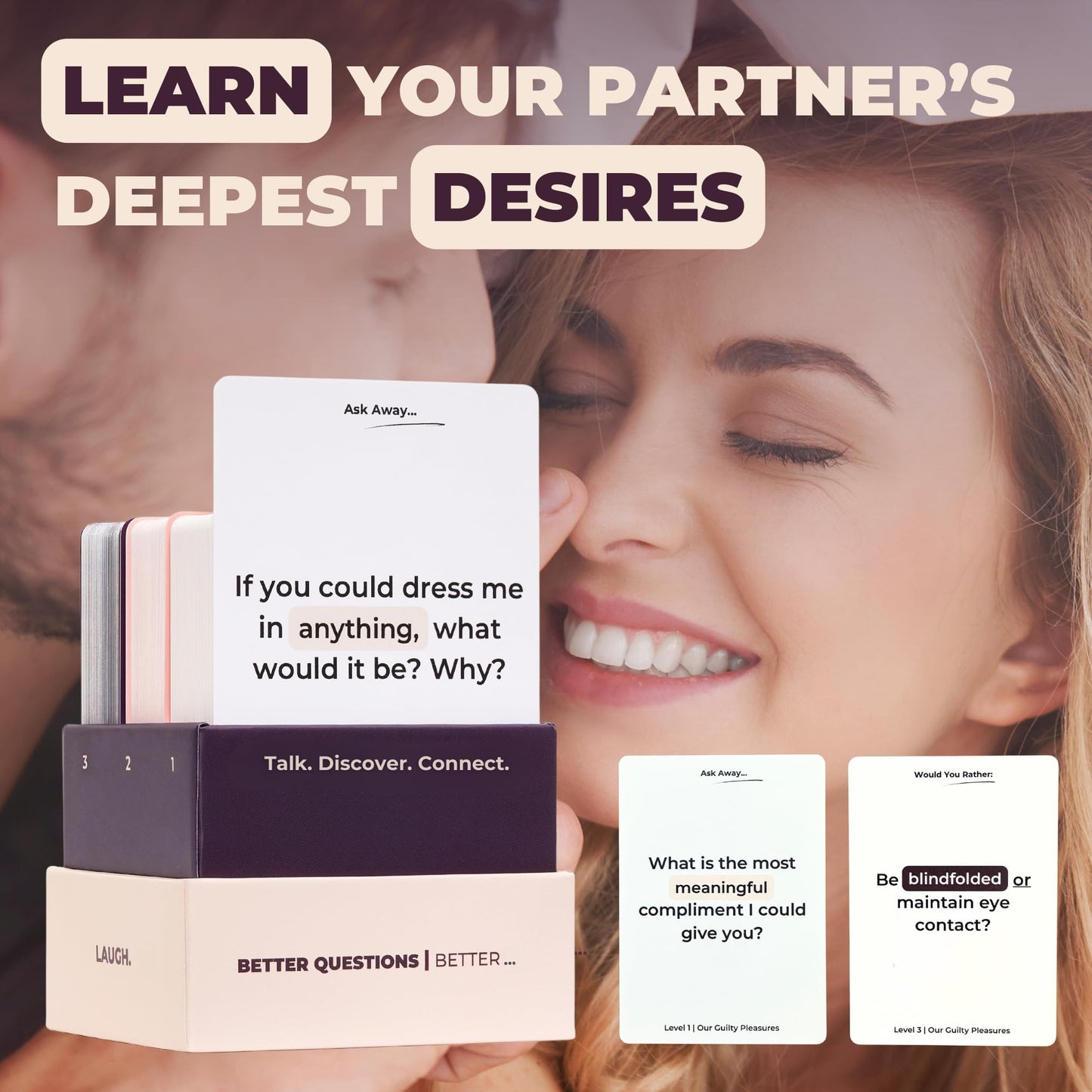 Couples Games for Adults - The Best Spicy Conversation Cards - Perfect for Date Night - 120 Cards - 3 Exciting Levels