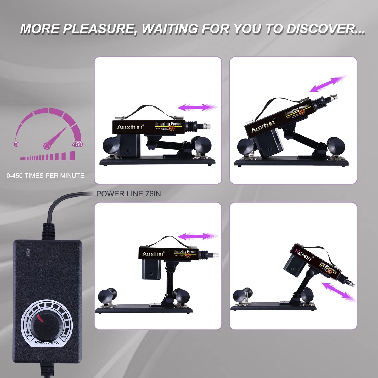 AUXFUN Sex Machine Guns, Automatic Machine Adult Sex Toys Adjustable 3 XLR Connector Love Machine with 8 Attachments for Men Women and Couples