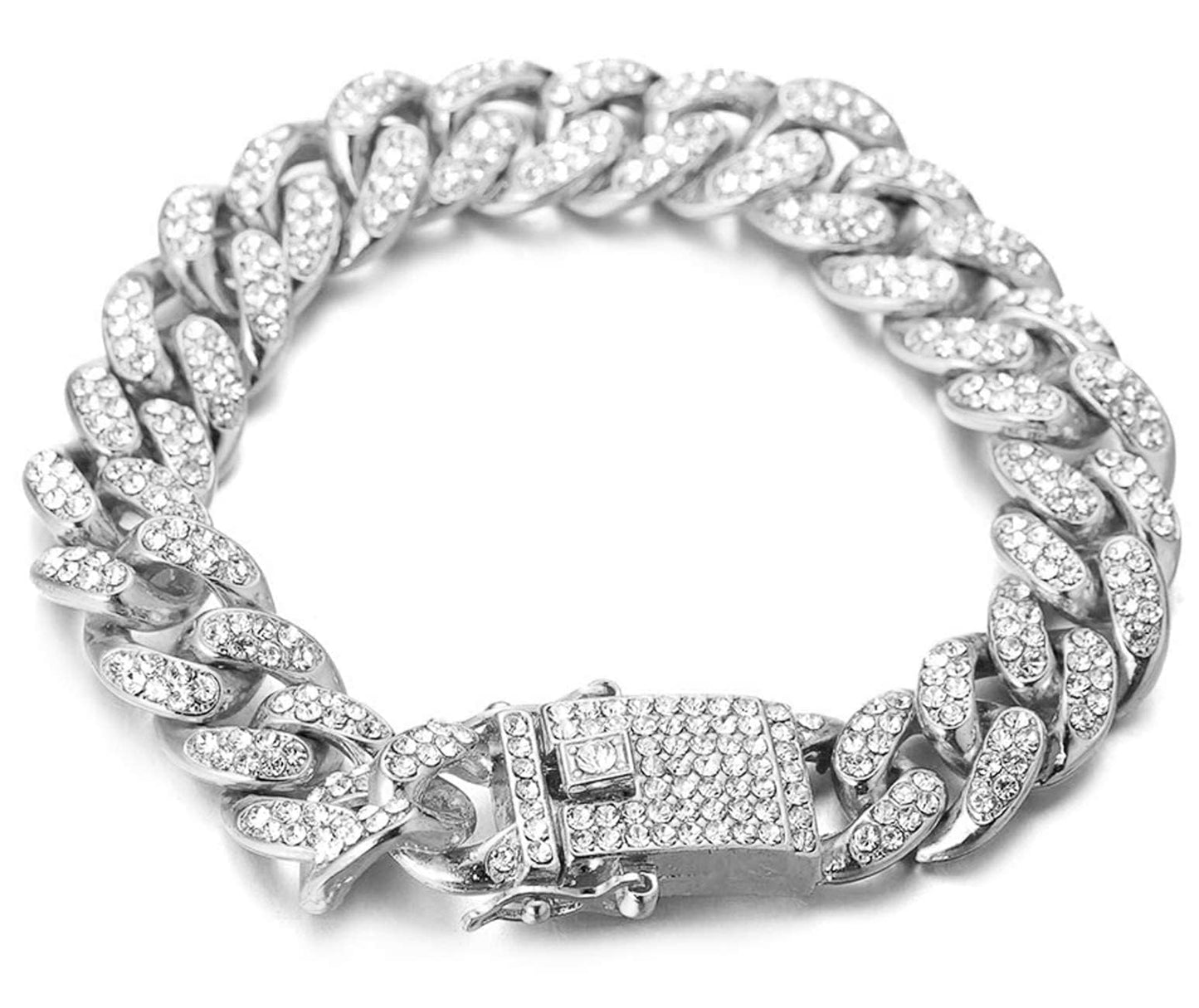 Halukakah Cat Collar - Carat - Iced Out Diamond Cuban Link Gold Chain for Cats & Kittens - Platinum Plated 7" Collar Size - for Decoration Only - Get Your Cat Catwalk Ready