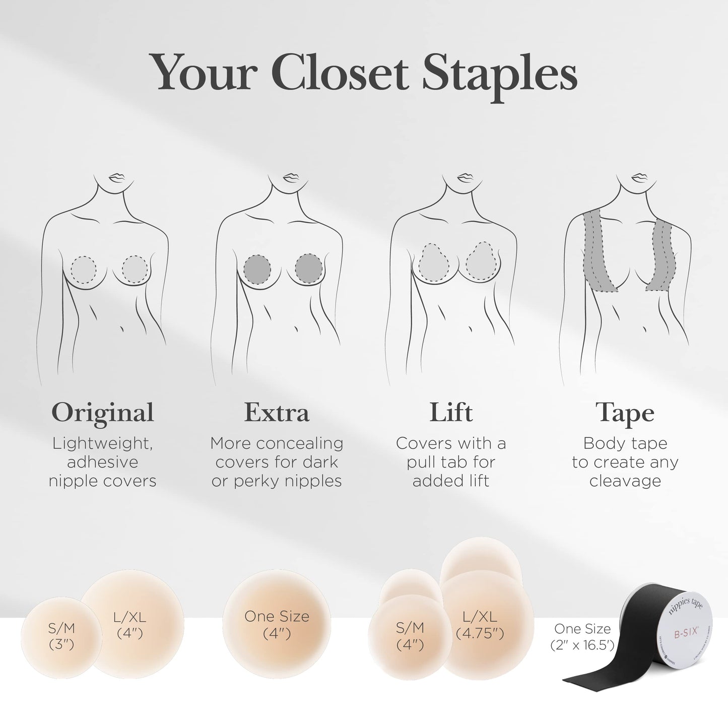 Nippies Nipple Cover - Sticky Adhesive Silicone Nipple Pasties - Reusable Pasty Nipple Covers for Women with Travel Box