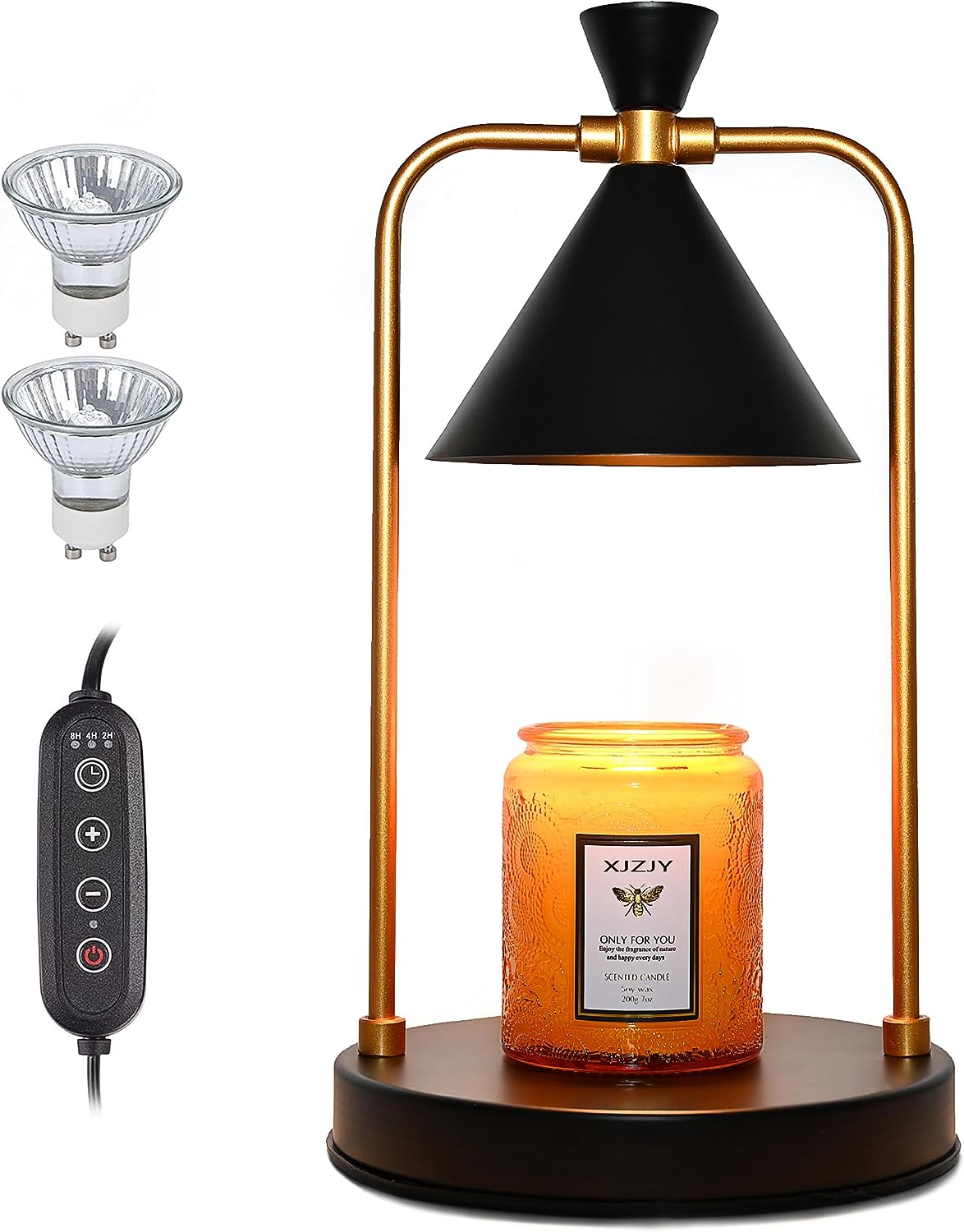 Candle Warmer Lamp with 2 Bulbs,Electric Candle Warmer with Timer,Christmas Gifts for Candle Lovers,Dimmable Candle Lamp,Compatible with Various Candles, Candle Holders for Home Decor,Black