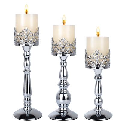 Black Vintage Candle Holder for Table Centerpiece Gothic Candle Stand Set