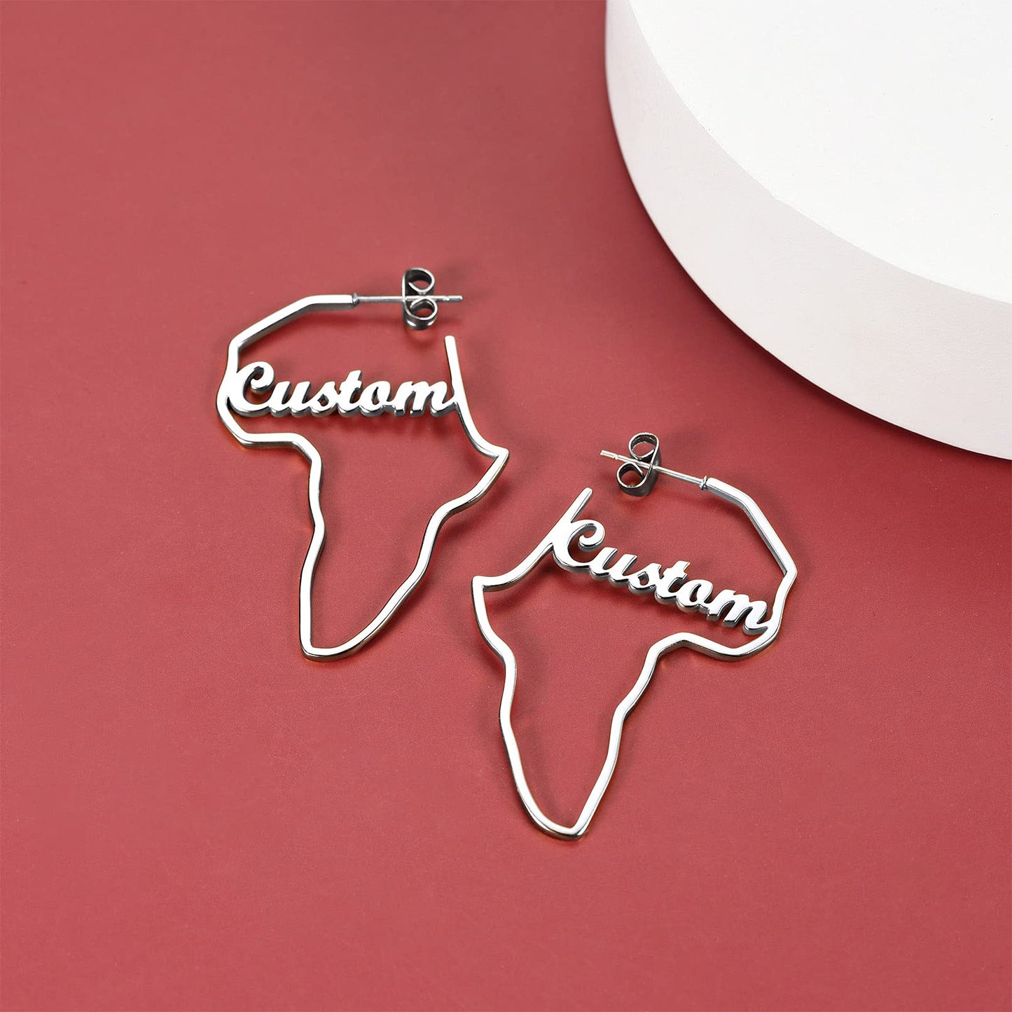 FaithHeart African Map Shaped Drop Earrings Stainless Steel/18K Gold Plated Statement Africa Jewelry Ear Charms for Women Teen Girls