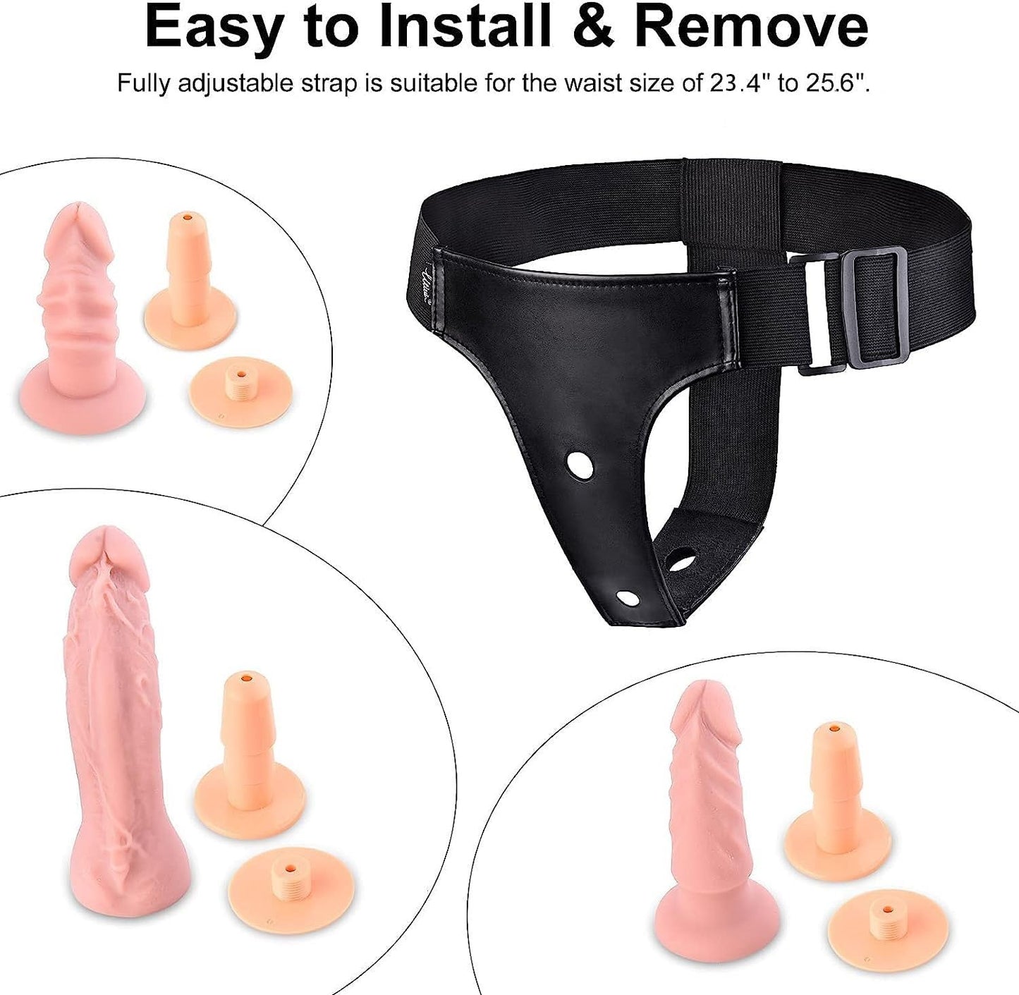 Strap on Dildo Adult Toys - UTIMI Strapon 3 Removable Realistic Silicone Dildos Consoladores Wearable Dildo Pants G-Spot Stimulator Strap on Harness for Women & Lesbian Couples Sex Toys, Black