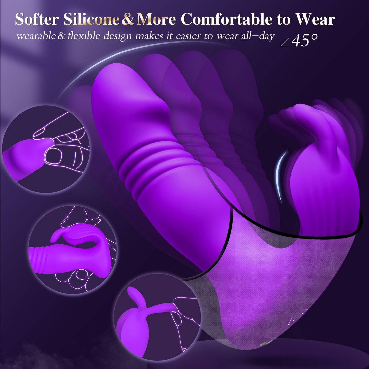 Vibrating Dildos for Women Sex Toy - 3IN1 App Wearable Remote Vibrator Rose Sex Toy, Sex Pleasure Tools for Women with 9 Rabbit Clit Vibrator & 9 Thrusting Dildos Anal Toys G Spot Vibrator Sex Swing