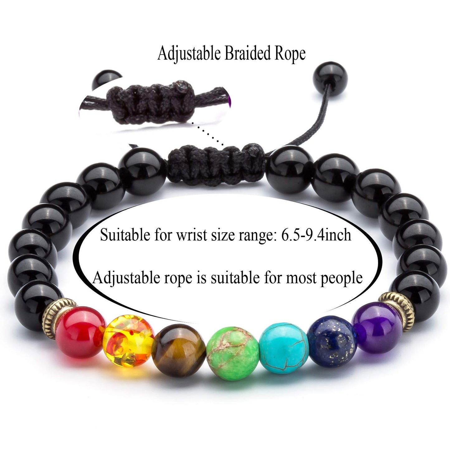 Hamoery Men Women 8mm Lava Rock Beads Chakra Bracelet Braided Rope Natural Stone Yoga Bracelet Bangle