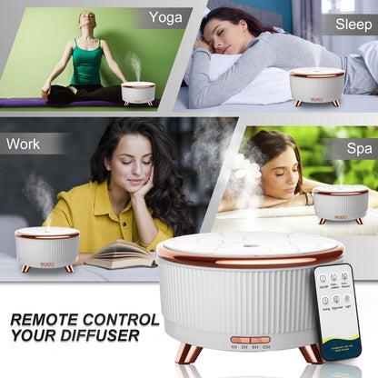Diffusers for Essential Oils Large Room, 500ml Aromatherapy Oil Diffuser Cool Mist Humidifier with Remote Control,7 Colors Lights & 3 Mist Mode Waterless Auto Off for Women Office Home Black