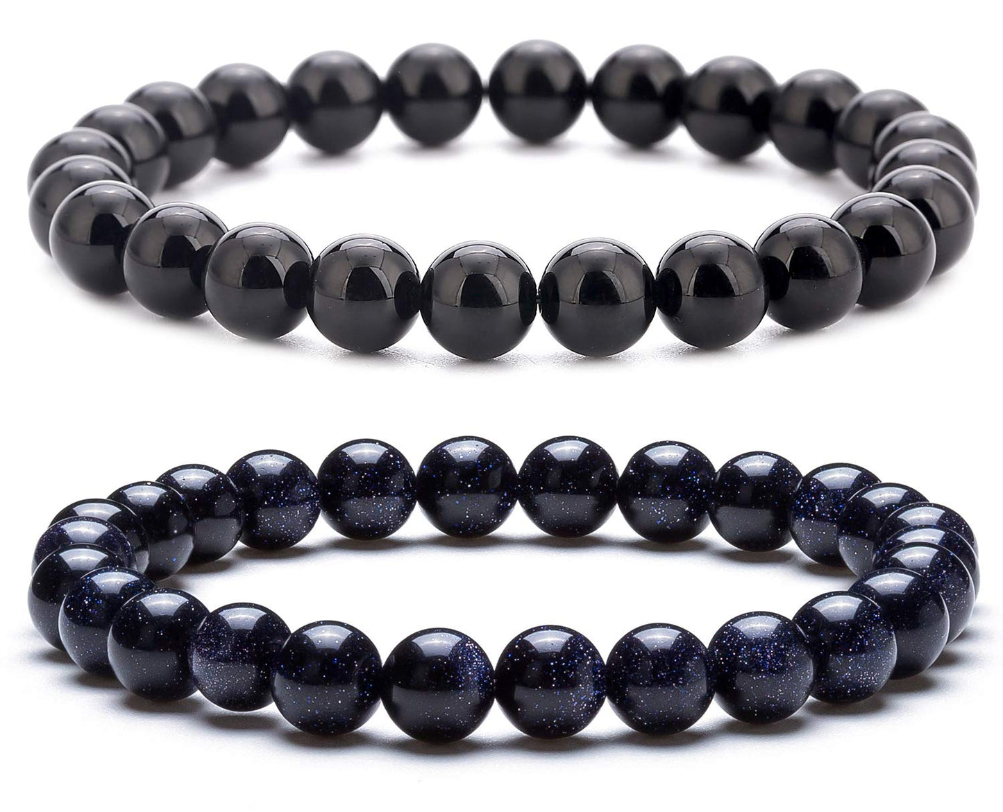 Hamoery Men Women 8mm Natural Stone Lava Rock Diffuser Bracelet Elastic Yoga Agate Beads Bracelet Bangle