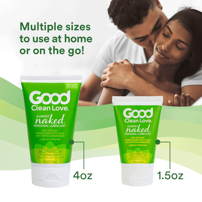 Good Clean Love Almost Naked Organic Water-Based Lube, Personal Lubricant with Aloe Vera, Safe for Adult Toys & Condoms, pH-Balanced, Intimate Wellness Gel for Men & Women, 4 Oz (Packaging May Vary)
