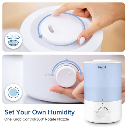 LEVOIT Humidifiers for Bedroom, Quiet (3L Water Tank) Cool Mist Top Fill Essential Oil Diffuser with 25Watt for Home Large Room, 360° Nozzle, Rapid Ultrasonic Humidification for Baby Nursery and Plant