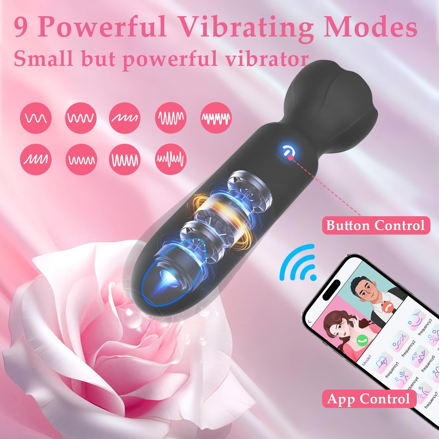 Mini Bullet Vibrator Adult Toys - Vibrators App Controlled Female Sex Toys with 9 Vibration Modes, Lipstick G Spot Dildo Clitoral Vibrator, Long Distance Discreet Vibrator for Women & Couples (Black)