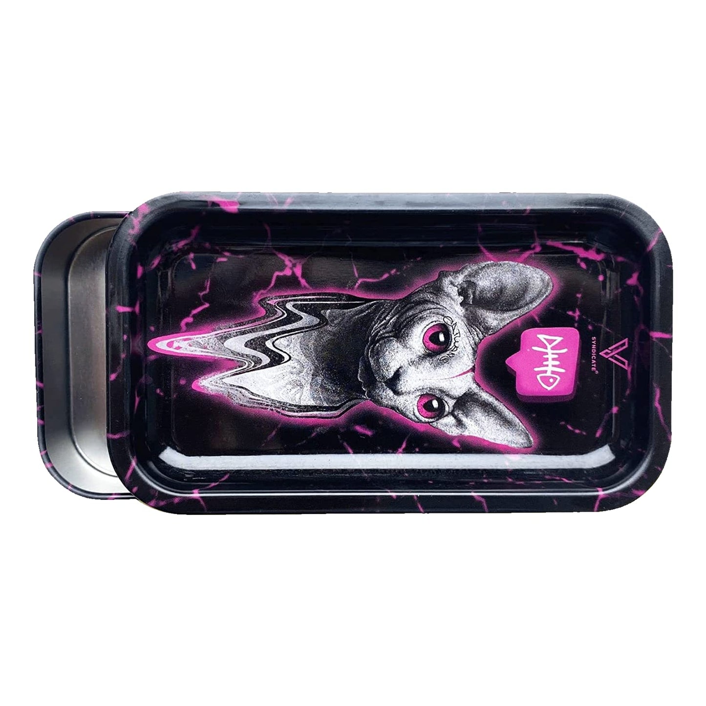 V. Syndicate 5" x 2.8" x 1.5" Mini Metal Storage Box with Lid - Airtight Lid to Avoid Moisture - Flex Your Style with 360 Print of Original Interactive Artwork on All Sides (Syndicase 2.0, Dank Diva)