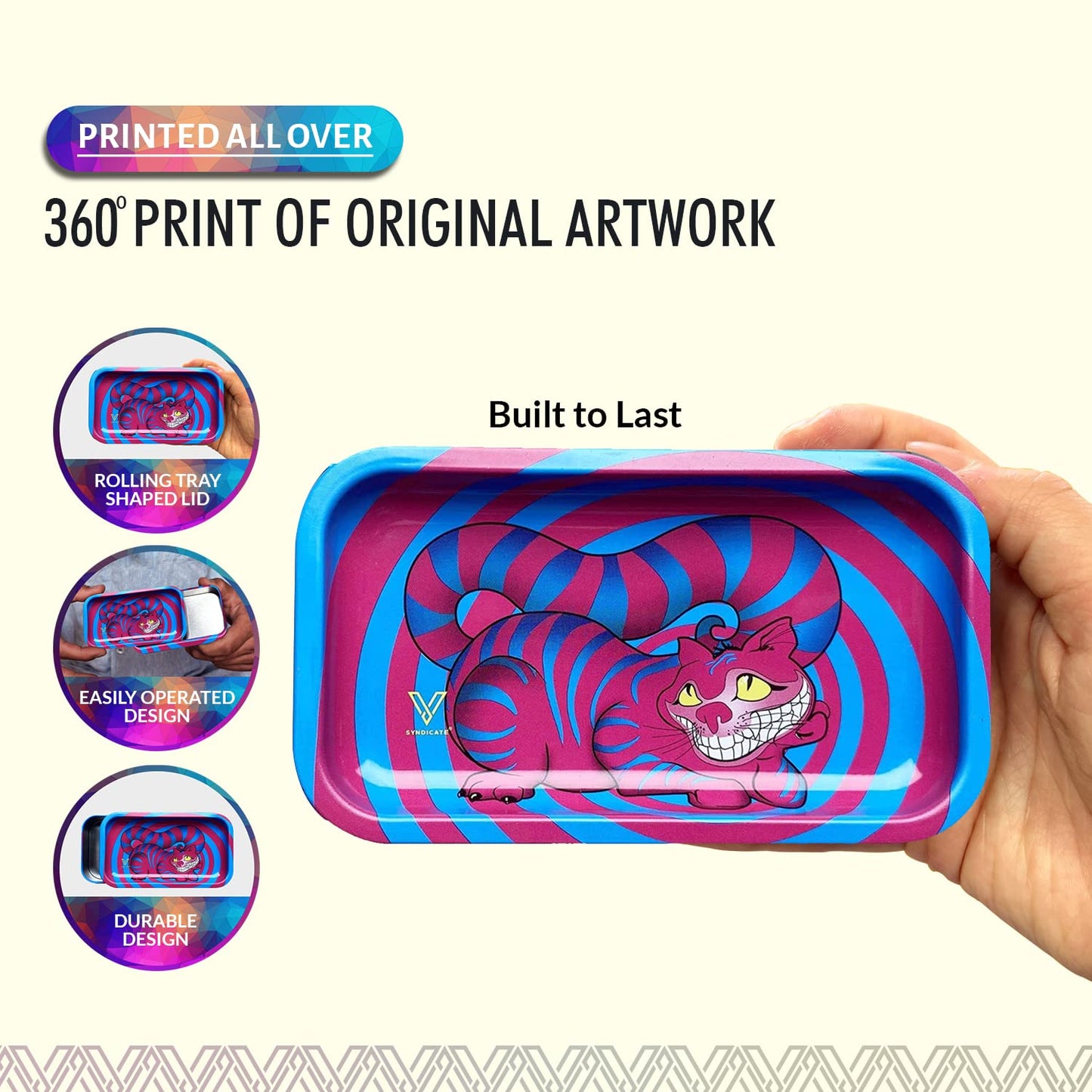 V. Syndicate 5" x 2.8" x 1.5" Mini Metal Storage Box with Lid - Airtight Lid to Avoid Moisture - Flex Your Style with 360 Print of Original Interactive Artwork on All Sides (Syndicase 2.0, Dank Diva)