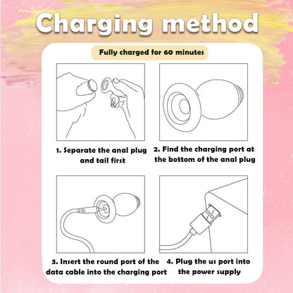 Bunny Tail Anal Plug Vibrator, Soft Silicone Butt Plug with Pink Faux Fur, Wireless Remote Control Design, Rabbit Tail Trainer for Adult Sex Toys for Role Play Cosplay Women, Men and Couples, Cute Sex