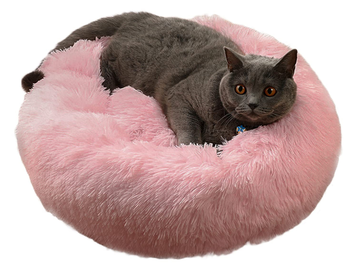 Dog Bed Calming Cat and Dog Beds, 20 inches Beige Cat Bed, Black/Pink/Beige Puppy Bed,Original Calming Donut Cat and Dog Bed in Shag Fur– Machine Washable, Anti Slip Waterproof Bottom