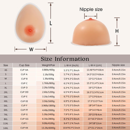 Vollence Self Adhesive Silicone Breast Forms Fake Boobs for Mastectomy Prosthesis Crossdresser Trans gender Cosplay