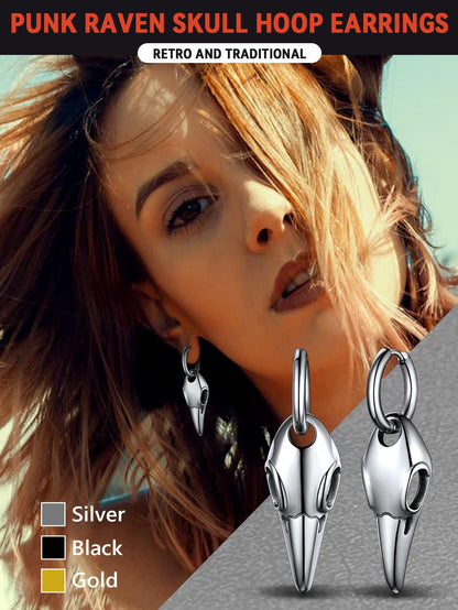 FaithHeart Raven Stud Earrings for Women Men, Stainless Steel Punk Gothic Norse Viking Crow Ear Studs with Delicate Gift Packaging