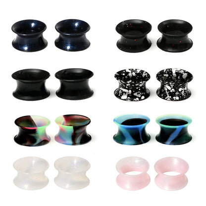 WBRWP 48/32/24/22/20/16/12pcs Ear Tunnels and Plugs - Double Flared Hollow Hard/Soft Silicone Ear Gauges - Ear Expander Stretcher Body Piercing Jewelry 8g-1"