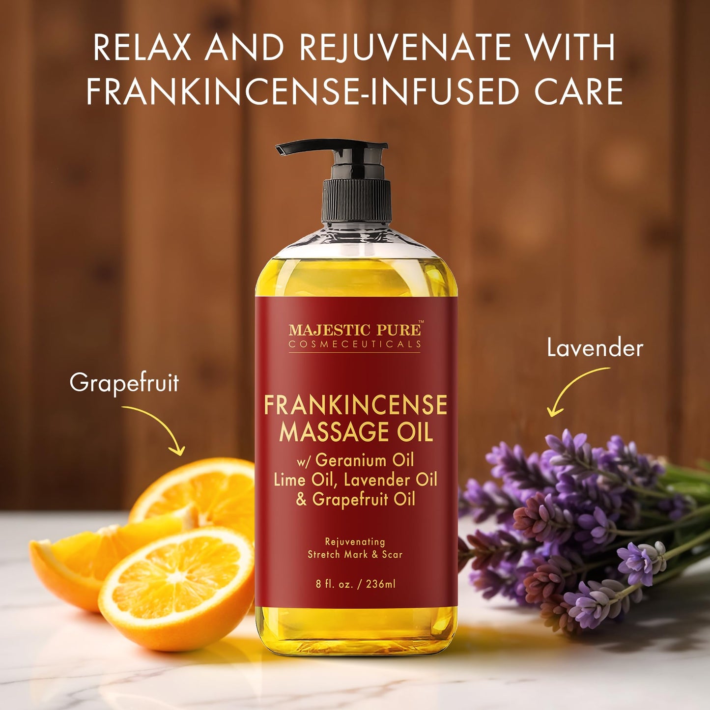 MAJESTIC PURE Arnica Sore Muscle Massage Oil for Massage Therapy - Natural Oil with Lavender and Chamomile Essential Oils - Multipurpose Instant Absorption Full Body Massage Oil - 8 fl. oz.