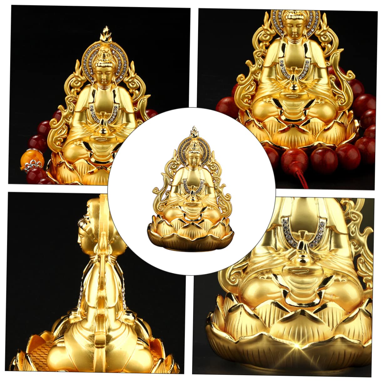 Ornaments Gold Trim Diffuser for Essential Oils Diffusers for Essential Oils Kwan Figurine Fragrance Diffuser Feng Shui Statue Car Aroma Holder Car Adornment Perfume Base Alloy