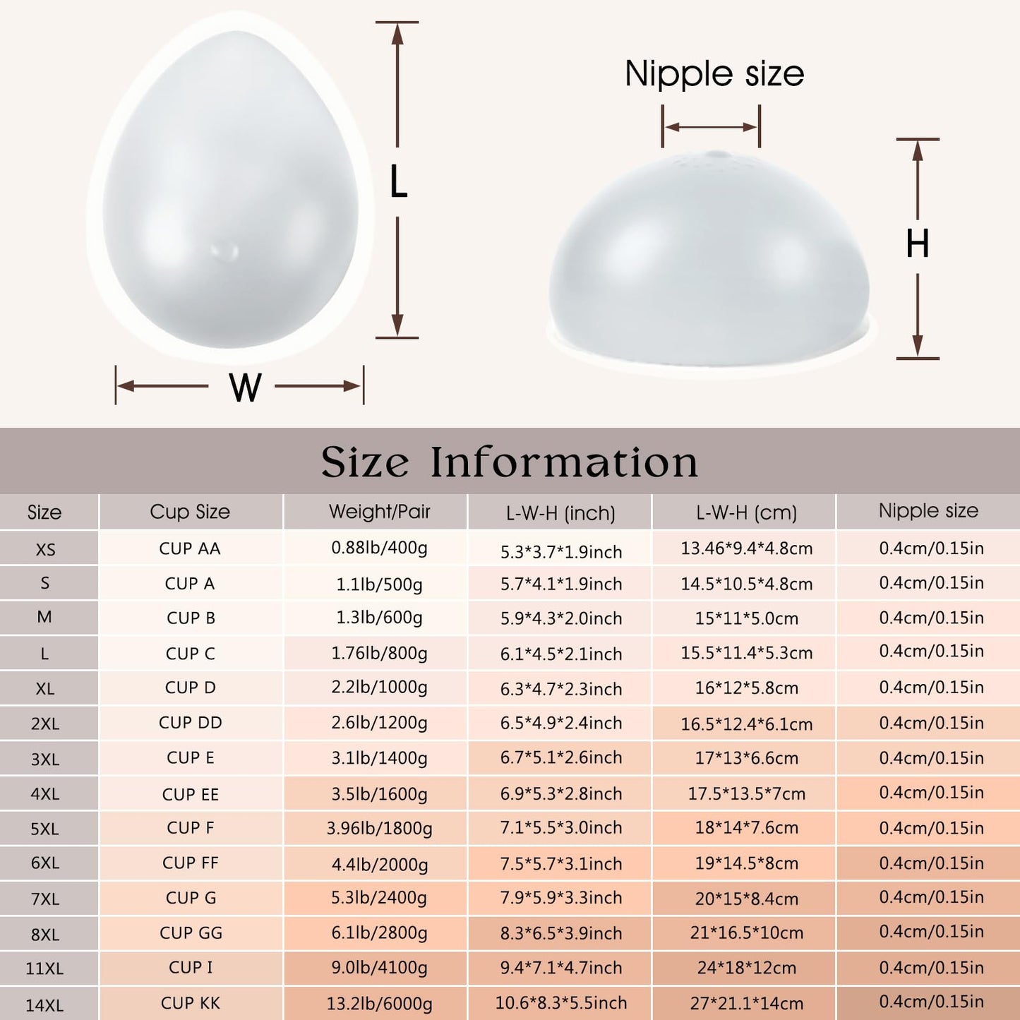 Vollence Self Adhesive Silicone Breast Forms Fake Boobs for Mastectomy Prosthesis Crossdresser Trans gender Cosplay